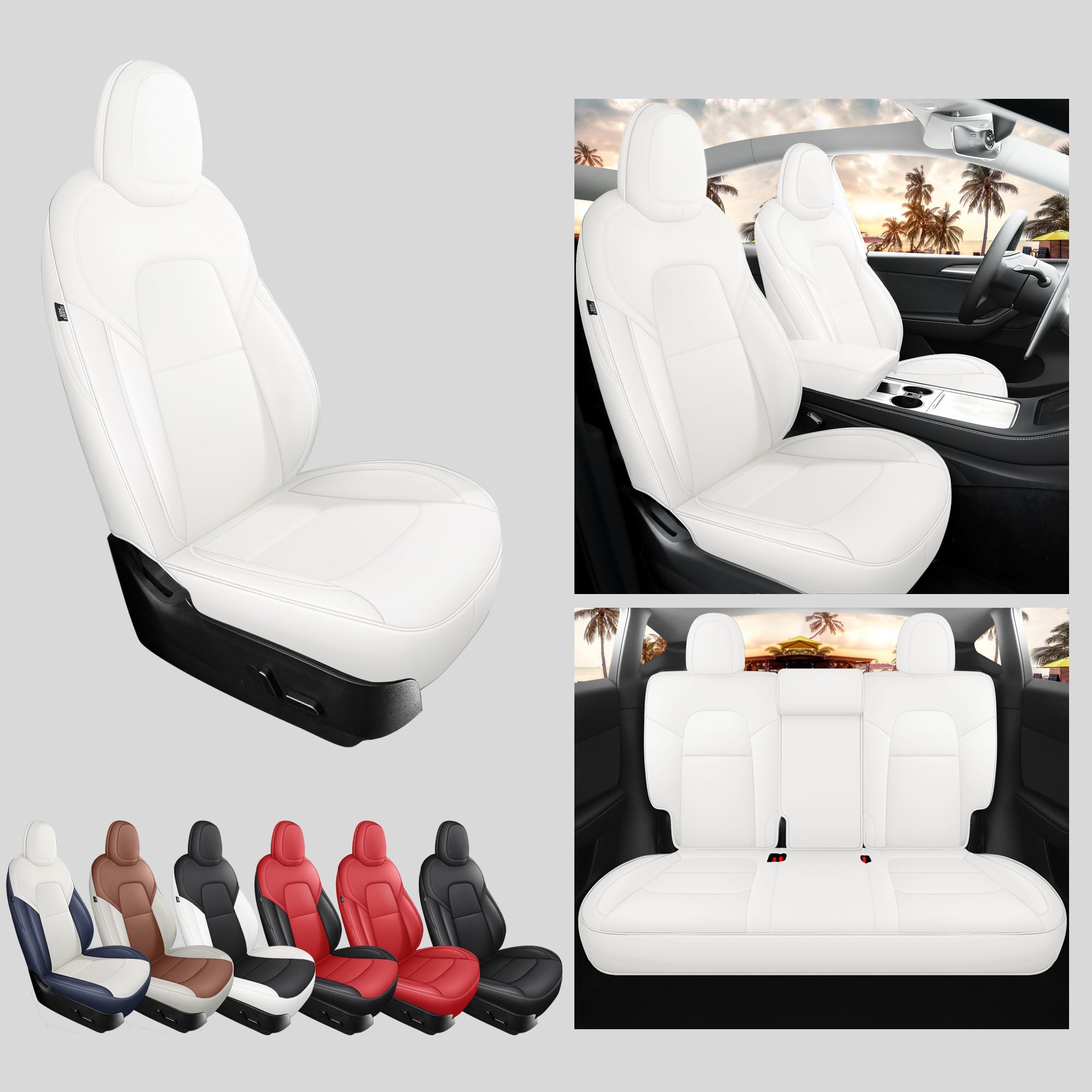 Amazon | MeeKooMay TeslaモデルYシートカバー ホワイト Teslaカー